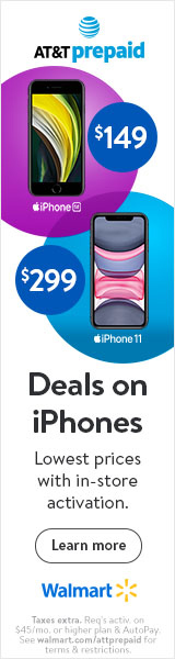 A Walmart banner ad advertising new Iphone deals.