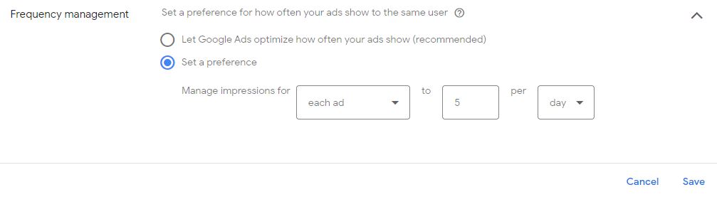 Google ad campaign frequency cap