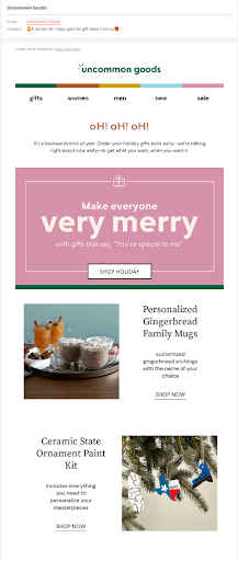 Uncommon Goods Christmas Email