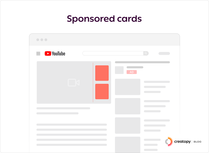 YouTube ads - sponsored cards