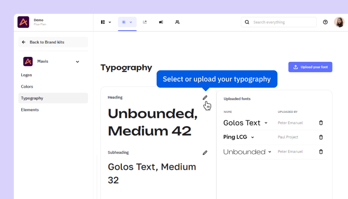 The fifth step to creating a brand kit in Creatopy.