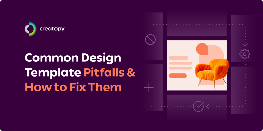 'Common Design Template Pitfalls & How to Fix Them' in bold typography on a clean, visually balanced background