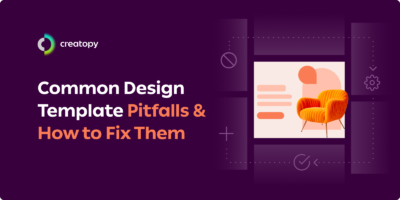 'Common Design Template Pitfalls & How to Fix Them' in bold typography on a clean, visually balanced background