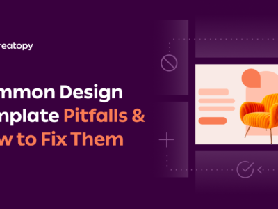 'Common Design Template Pitfalls & How to Fix Them' in bold typography on a clean, visually balanced background