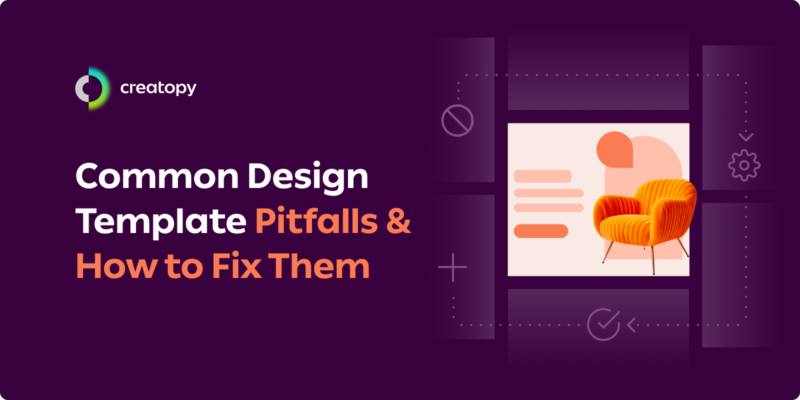 'Common Design Template Pitfalls & How to Fix Them' in bold typography on a clean, visually balanced background