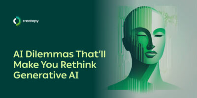 a green, futuristic featured image for an article about generative ai ethics