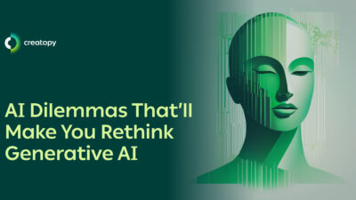 a green, futuristic featured image for an article about generative ai ethics
