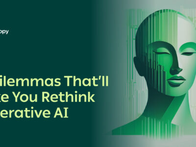 a green, futuristic featured image for an article about generative ai ethics