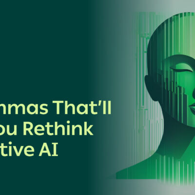 a green, futuristic featured image for an article about generative ai ethics