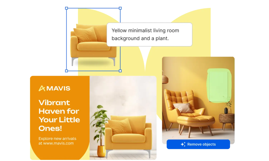An image showcasing an application of ai in design in terms of image generation and tweaks to image backgrounds